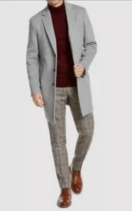 $200 Tasso Elba Wool Blend Men's Gray Bruno Button Down Topcoat Jacket Size L - Picture 1 of 12