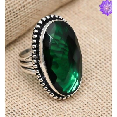 Chrome Diopside Gemstone 925 Sterling Silver Handmade Jewelry Ring Gift For Her - Image 1 of 3