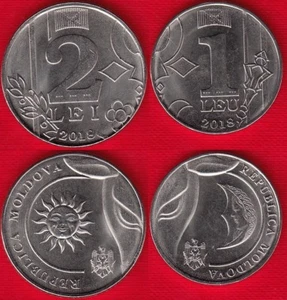 Moldova set of 2 coins: 1 - 2 lei 2018 UNC - Picture 1 of 1
