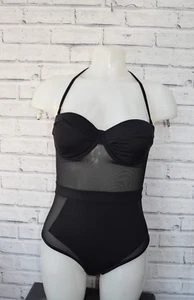 NEW Mesh Panel Cupped Swimsuit - BLACK - SIZE UK 8 DD CUP B4 - Picture 1 of 3