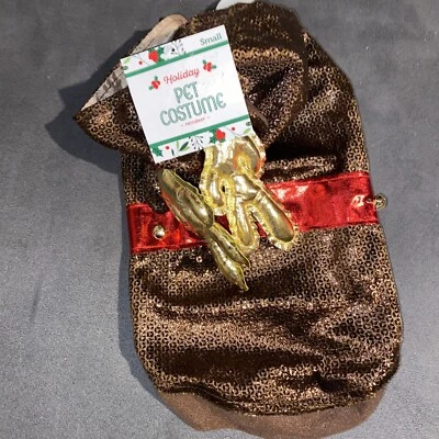 Meijer Reno Marrón con Astas Cinturón Rojo Vacaciones Mascota Disfraz Navidad Pequeño Foto 1 de 4