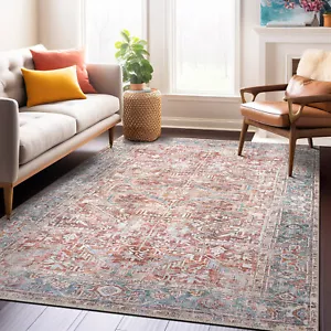 Rugshop Bedroom Rug Vintage Distressed Machine Washable Rug Living Room Rug 8x10 - Picture 1 of 10