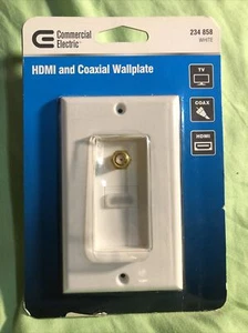 Commercial Electric White HDMI and Coaxial Wallplate Plate # 234 858 - Picture 1 of 2