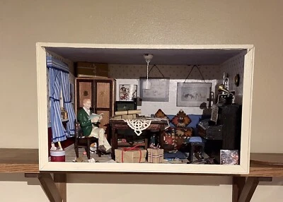 Casa de muñecas vintage diorama sala caja escala 1/12 37x23x28cm sala escena Foto 1 de 4