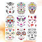 Day of the Dead Skull Face Sticker Set - 9 Waterproof Decals for Halloween