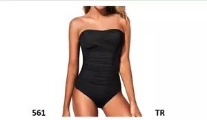 Yonique Women' Strapless 1 Piece Swimsuit Tummy Control Bandeau Bathing Suit, XL - Picture 1 of 7