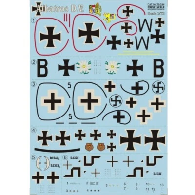 Print Scale 72-034 Decal for airplane 1:72 Albatros D.V. Waterslide decals - Image 1 of 4