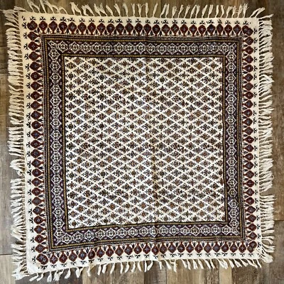 Tapiz persa hecho a mano tejido algodón 34”W x 34”L rojo blanco azul naranja Foto 1 de 4