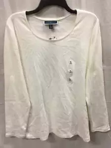 Karen Scott Longsleeve Scoopneck Top White XL - Picture 1 of 1