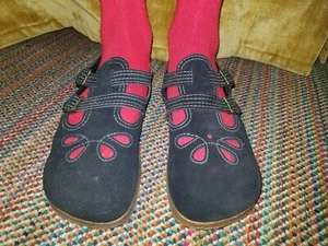 1970s THE LAND SHOE QUALICRAFT black suede oxfords buckle loafers Vintage Womens - Picture 1 of 13