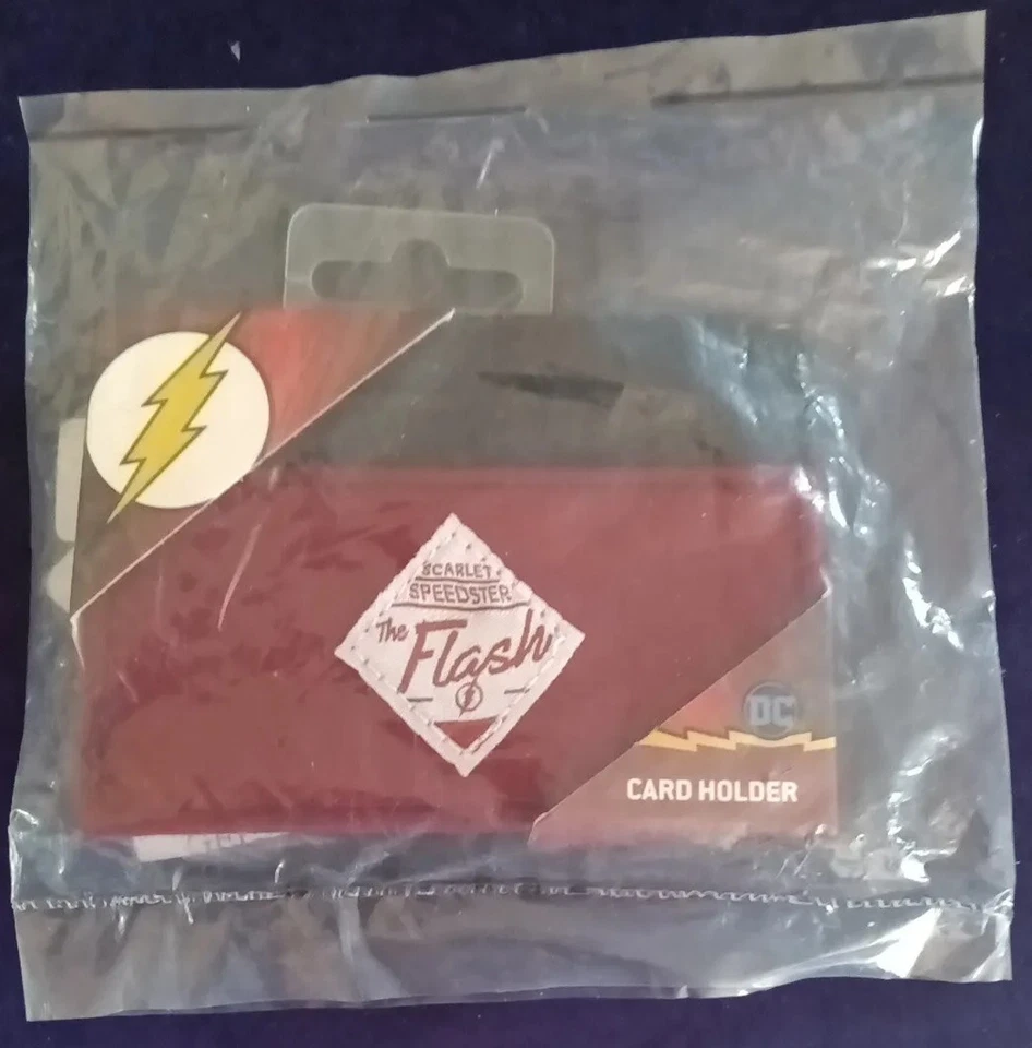 Front Pocket Slim Card Holder Wallet FLASH Scarlet Speedster DC Comics Felt  - Image 1 of 1