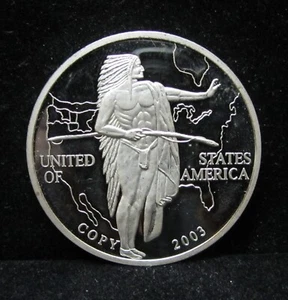 2003 PROOF OREGON TRAIL SILVER ROUND - 34.34 g - 72.92% SILVER - Picture 1 of 3