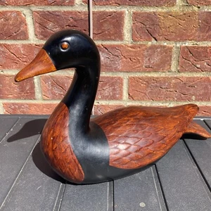 Vintage Hollow Wooden Duck Decoy Carved Sculpture Mid Century Statue  - Picture 1 of 6