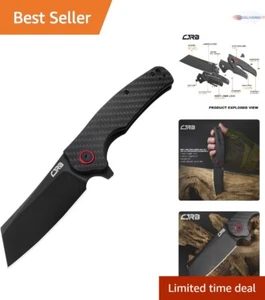 Folding Pocket Knife AR-steel 3.43" Blade Carbon Fiber Handle EDC Camping Gear - Picture 1 of 8