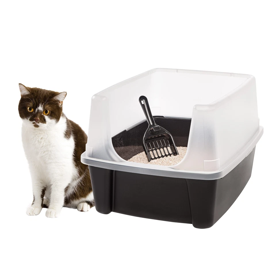 IRIS Arenero para gatos facil limpieza caja de arena para gatos con pala y protector