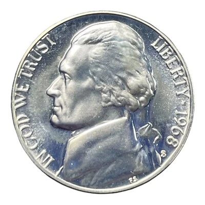 1968 S Jefferson Nickel Brilliant Uncirculated Proof Like Pristine Full Steps - Image 1 of 4