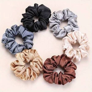 Multi Pack Hair Scrunchies Satin Scrunchy Bobbles Elastic Hair Bands Holder UK - Picture 1 of 35