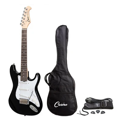 New Casino ST-Style 3/4 Short Scale Strat Beginner Electric Guitar Set (Black) - image 1 of 4