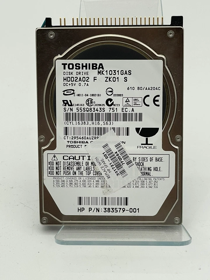 💻💻💻 Toshiba 100GB MK1031GAS IDE (HDD2A02 F ZK01 S) 2.5" Laptop Hard Drive - Image 1 of 1