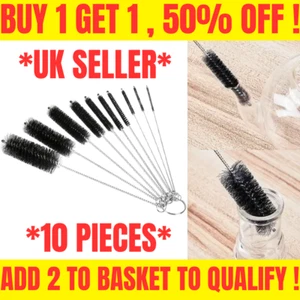 10Pcs/Set Cleaner Bottle Tube Pipe Small Long Cleaning Brushes Nylon Straw Brush - Picture 1 of 5