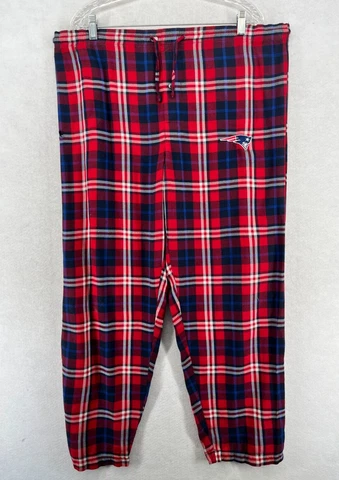 NEW ENGLAND PATRIOTS Plaid Lounge Pajama Pants Mens Medium Drawstring Red Cover