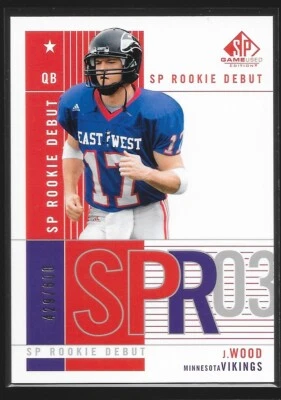 2003 Upper Deck SP Game Used Edition Juston Wood #101 #/600 SP Minnesota Vikings - Image 1 of 2