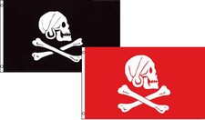 3x5 3'x5' Wholesale Combo Jolly Roger Pirate Avery Black & Red Flags Flag
