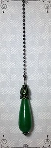 Handcrafted Green Aventurine Semi Precious Gemstone Gunmetal Ceiling Fan Pull - Picture 1 of 3
