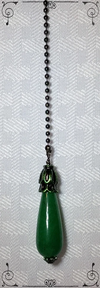 Ventilador de techo artesanal de aventurina verde semipreciosa de piedras preciosas Gunmetal Foto 1 de 3