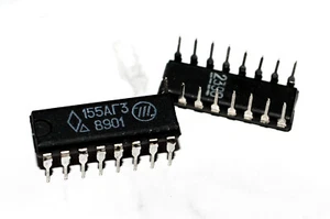 17x KM155AG3 = SN64123J, 155AG3 = SN74123N IC Microchip DIP-16 Soviet USSR NEW - Foto 1 di 2