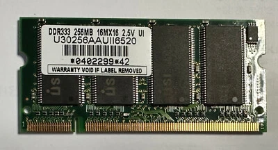 ADVENT U30256AAUII6520 DDR333 256 MB 16MX16 2,5 V UI SO-DIMM da notebook ASUS - Immagine 1 di 2