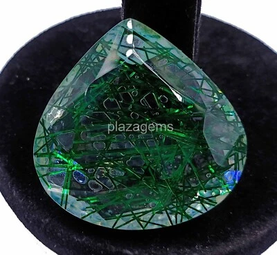 Green Rutilated Quartz 161 Ct Certified Pear Cut Loose Gemstone 39x40mm 4OUH - Image 1 of 4