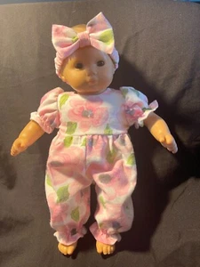 Bitty Baby Doll Clothes Handmade For 15"  Dolls Cream Flowered Romper Pj's - Picture 1 of 1