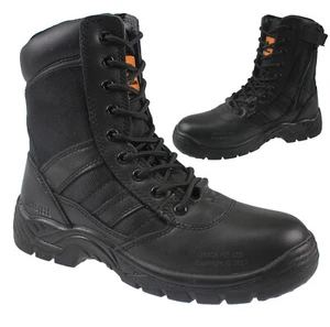 MENS MILITARY BOOTS ARMY COMBAT WALKING LACE UP WORK ZIP BOOTS SHOES TACTICAL - Picture 1 of 10