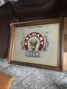 1980er Jahre Calgary Bierspiegel Stampede importiert Kanada 22 Zoll selten Vintage Büffel Logo - Bild 1 von 9