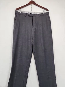 Linea Uomo Dress Pants Mens 36x32  Gray Business Professional Wool Blend Slacks - Picture 1 of 14