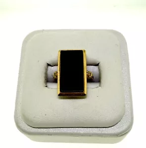 Anello Onice Rettangolare Estate Oro Giallo 10K Misura 5 Gioielli Vintage - Foto 1 di 9