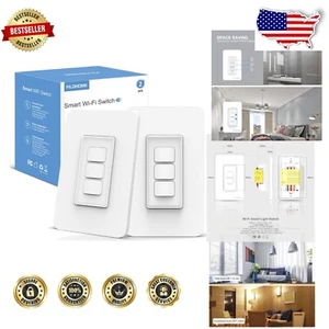 Space-Saving 3 Gang WiFi Light Switch with Remote Control & Scheduling - Picture 1 of 7
