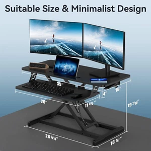 Standing Desk Converter, 35’’W Height Adjustable Desk Riser, Detachable Keyboard - Picture 1 of 6