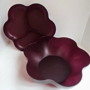 Tupperware XL Flower Shape Chip Salad Snack Bowl W Lid 4625A-1 & 4624A-2 RED - Picture 1 of 10