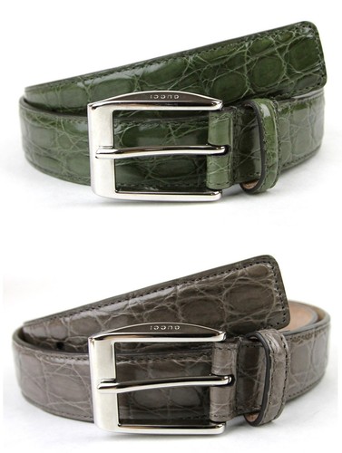 Ceinture crocodile homme GUCCI NEUVE avec boucle carrée classique 336831 e710n