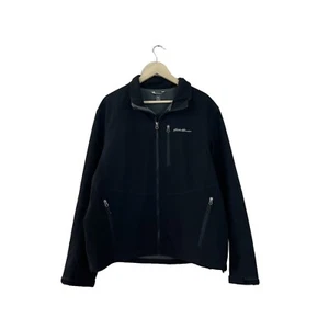 Eddie Bauer X-Large Soft Shell Jacket Black Lightweight Fleece Lined Zip Mens - Picture 1 of 12