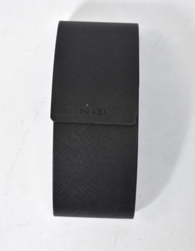Lunettes de soleil noires Prada Saffiano étui rigide 6 5/8" x 2 1/2" magnétiques