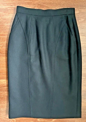 Falda lápiz recta de lana negra vintage Louis Feraud para mujer talla 10 EE. UU. Foto 1 de 4