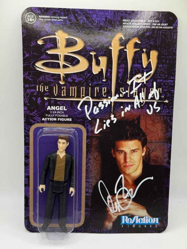 FIGURA DE REACCIÓN DE ÁNGEL BUFFY THE VAMPIRE SLAYER FIRMADA POR David Boreanaz cita certificado de autenticidad Foto 1 de 3