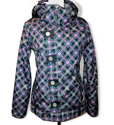 Chaqueta de esquí snowboard a cuadros rosa y verde Betty Rides talla pequeña (13JD6) Foto 1 de 4