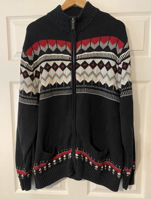Chaps Women's Fair Isle black red and white zip up sweater plus size XXL - Image 1 of 4