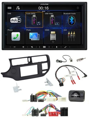 Alpine Bluetooth 2DIN Lenkrad DAB USB Autoradio für Kia Rio UB 11-15 schwarz - Bild 1 von 4