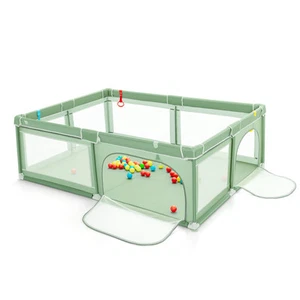 Babyjoy Extra-Large Safety Baby Fence Baby Playpen w/ Ocean Balls & Rings Green - Picture 1 of 8
