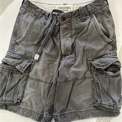 Vintage Abercrombie Fitch Cargo Shorts Mens 31 Gray Heavyweight Pockets Grunge - Image 1 of 4